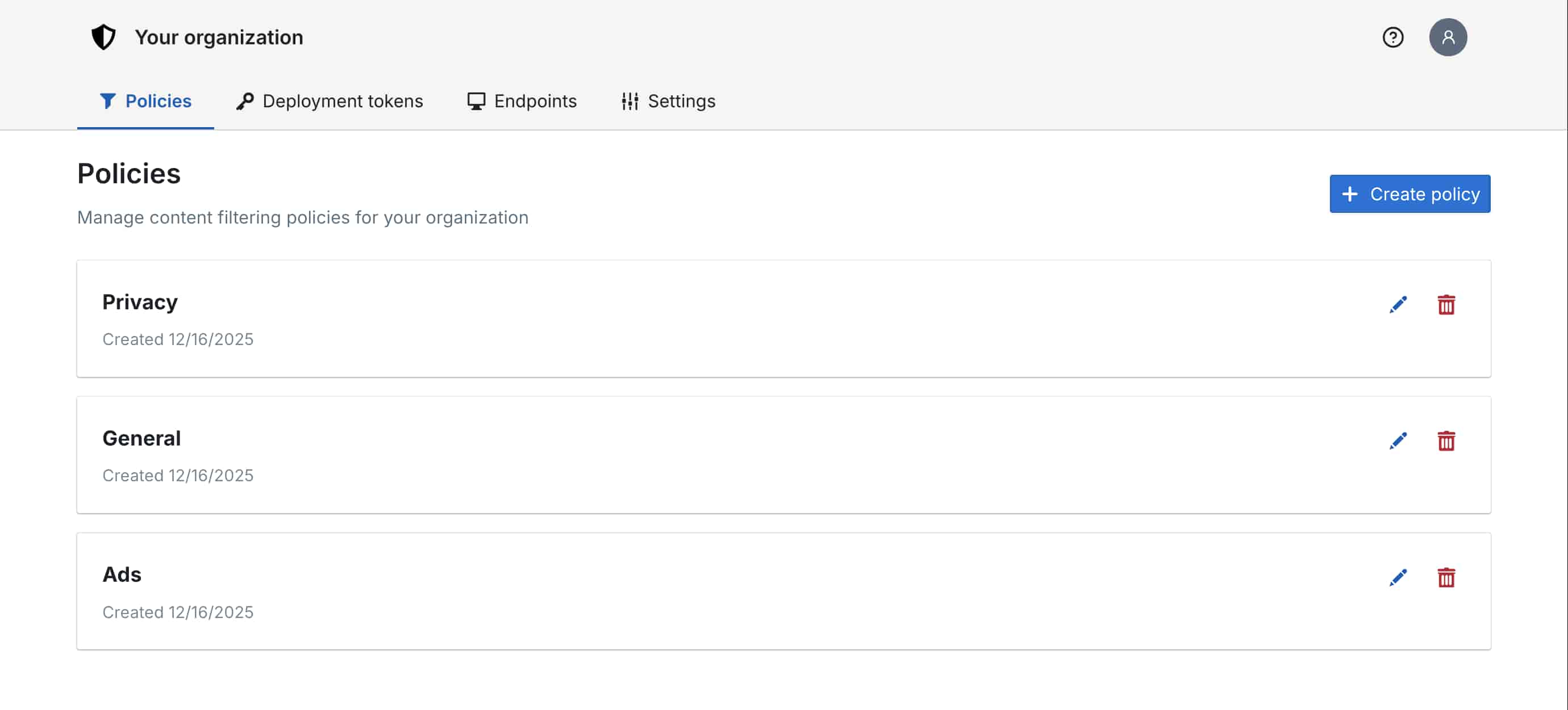Rime management dashboard